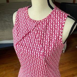 New York & Co Pink and White Sleeveless Casual  Fit and Flare Summer Dress SizeM